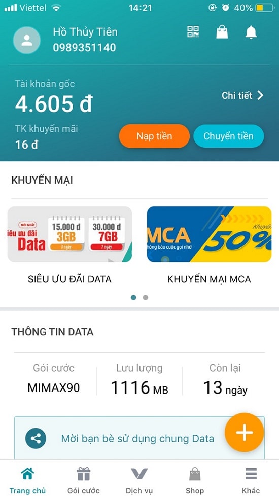 Nạp thẻ Viettel bằng mã QR trên ứng dụng My Viettel
